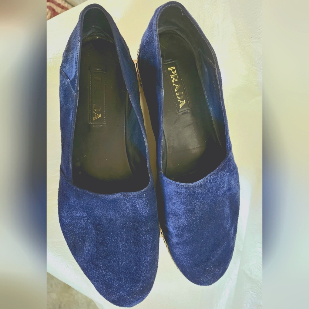 Prada Blue Velvet Men's Shoes